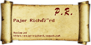 Pajer Richárd névjegykártya