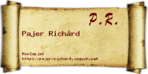 Pajer Richárd névjegykártya